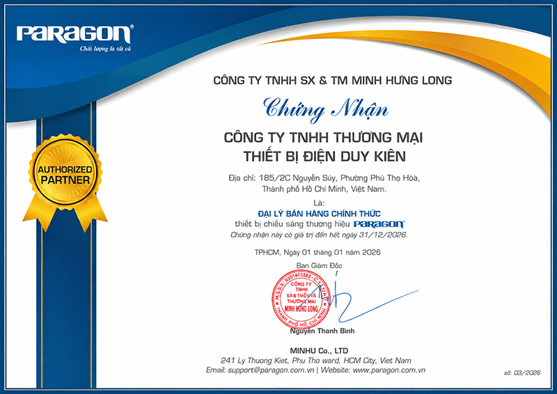 Giấy chứng nhận Paragon