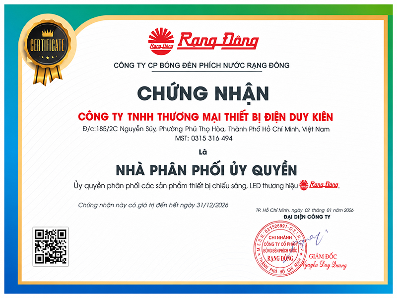 Giấy chứng nhận Rạng Đông