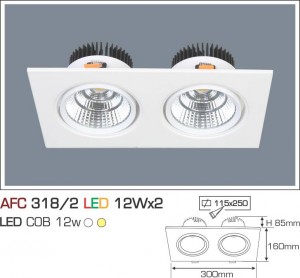 Đèn Led âm trần Anfaco AFC 318/2-12Wx2