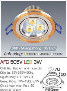 Đèn Led âm trần Anfaco AFC 505V-3W