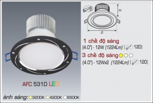 Đèn Led âm trần Anfaco AFC 531D-12W