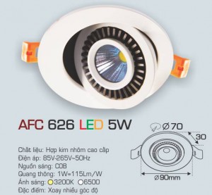 Đèn Led âm trần Anfaco AFC 626-5W