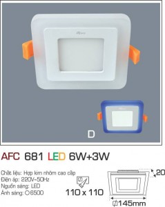 Đèn Led âm trần Anfaco AFC 681D 6W+3W