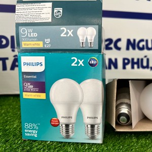 Bộ 2 đèn Led Bulb Essential 9W Philips