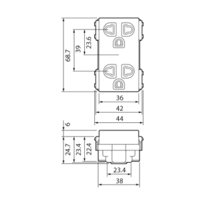 Ổ cắm đôi 3 chấu có màn che – Wide series